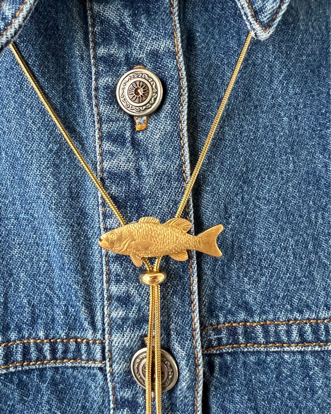 Fish Gold Vintage Style Bolo Tie