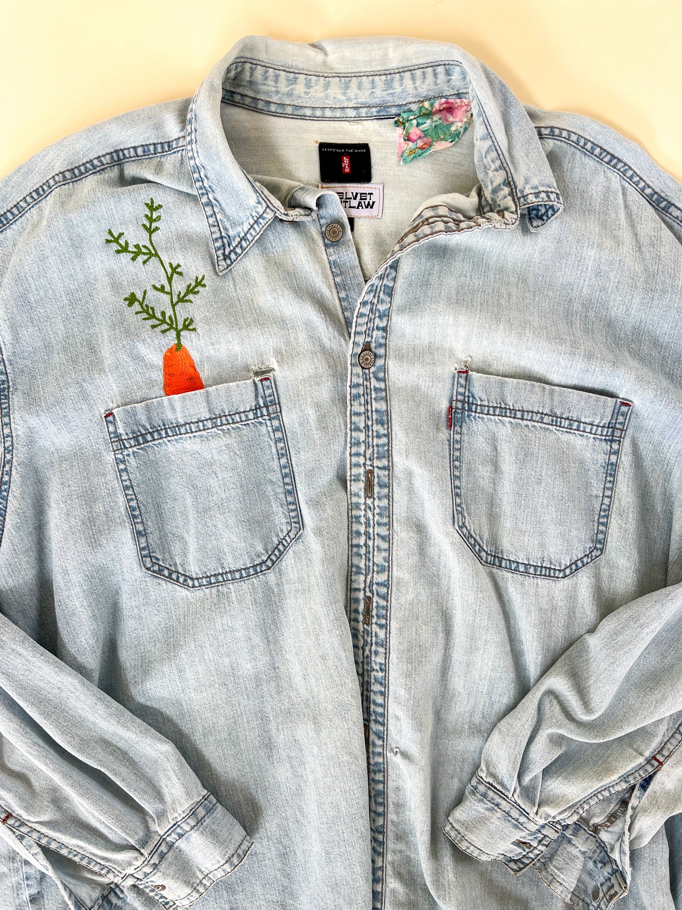 Carrot Pocket Chainstitch Denim Shirt