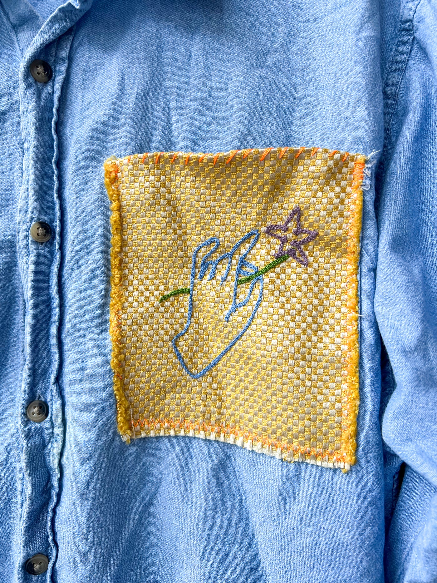 Folk Flower Wrangler Upcycled Shirt XL