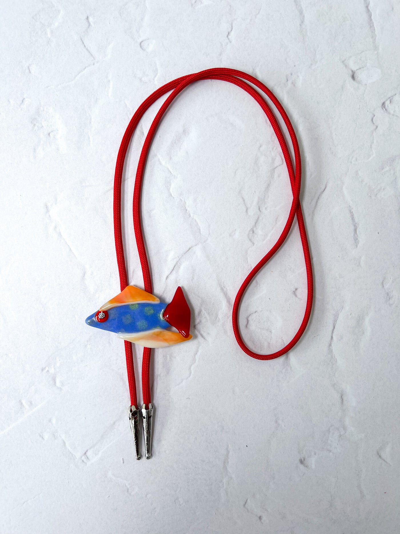 Glass Collage Tropical Fish Bolo Tie