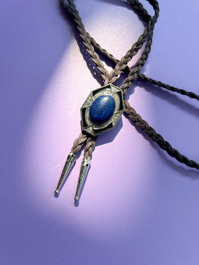 Blue Stone Hand Braided Bolo Tie