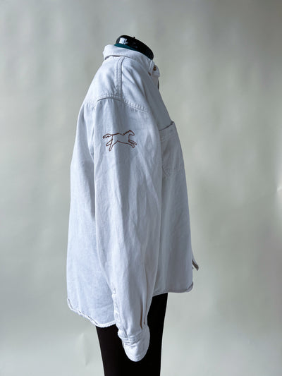 Wild Horse Chain Stitch White Denim Shirt