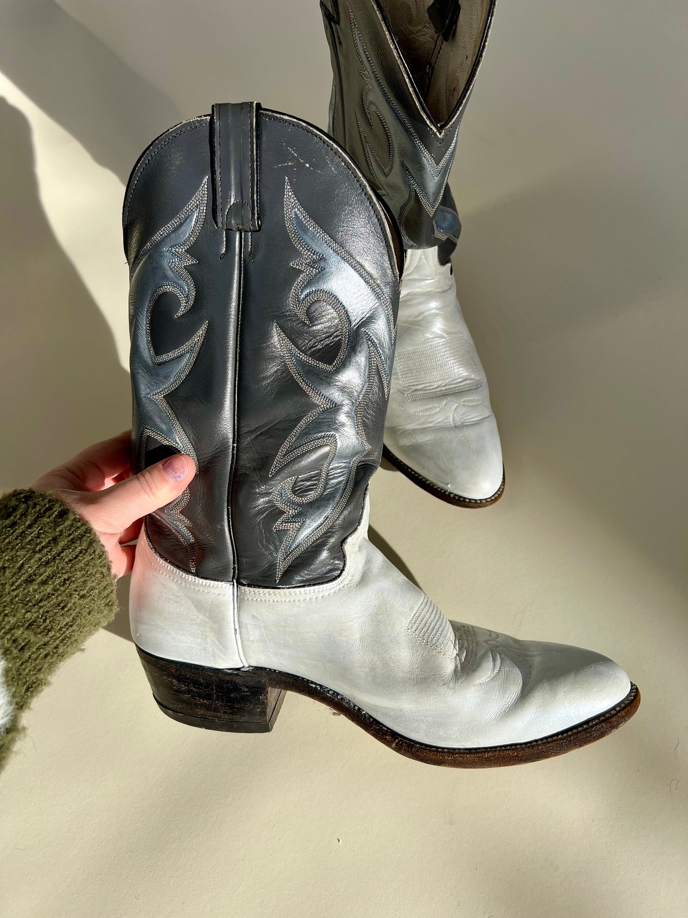 Painted Upcycled Cowboy Boot Size 11.5 E