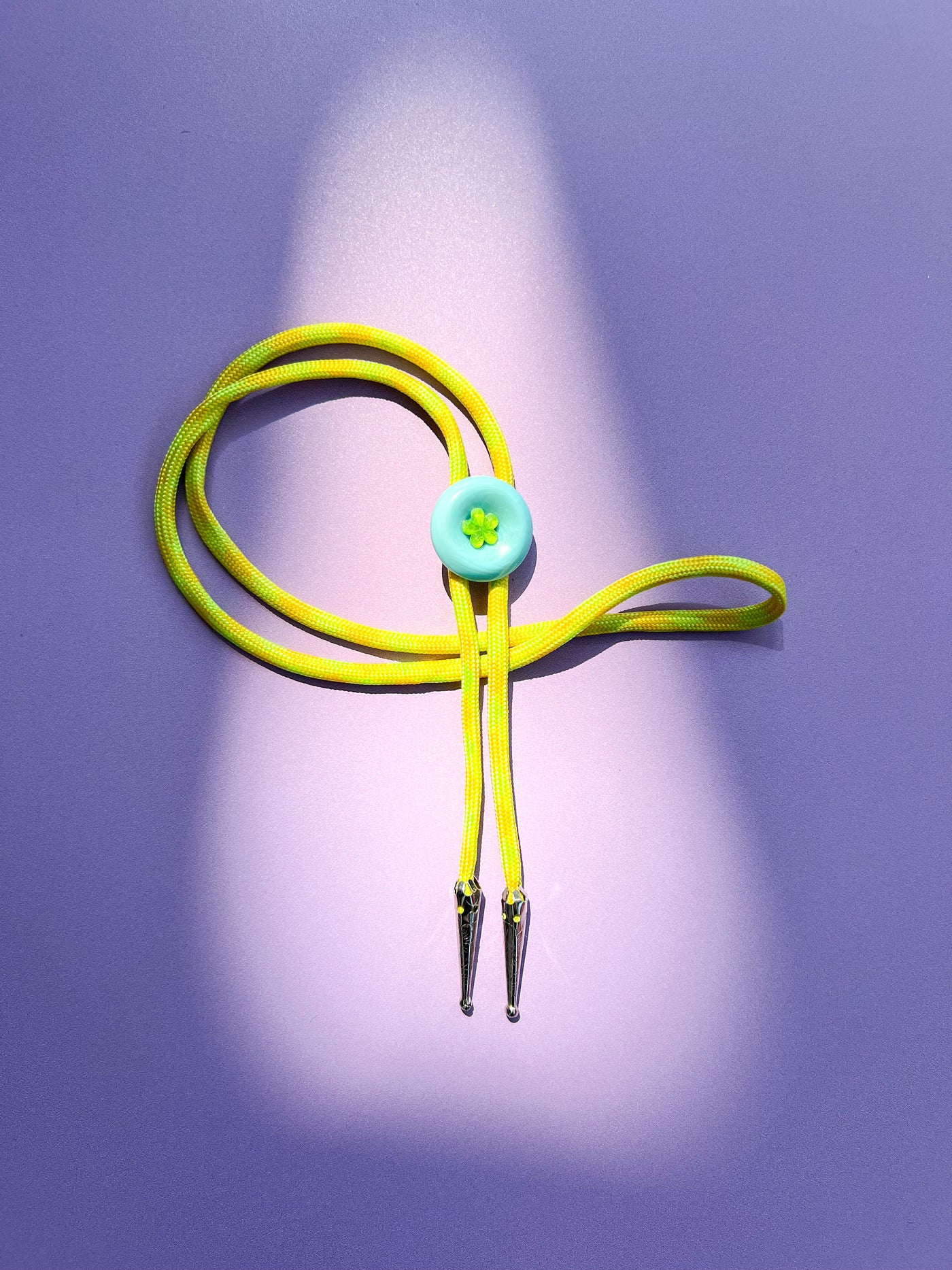 Lime Green and Blue Upcycled Bolo Tie