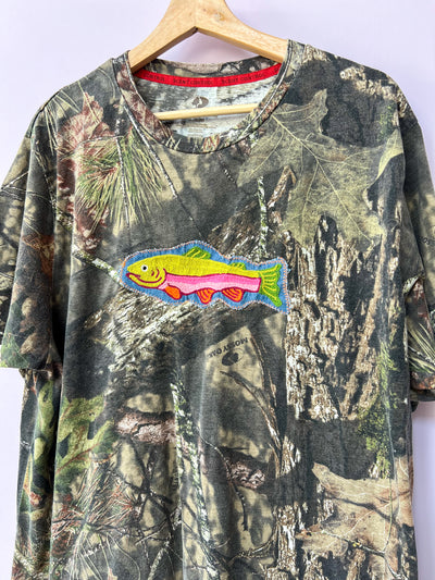Camo Trout Chain Stitch Short Sleeve Tee XL