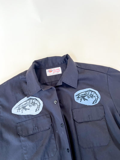 Black Dickies Work Shirt with Shrimp Print