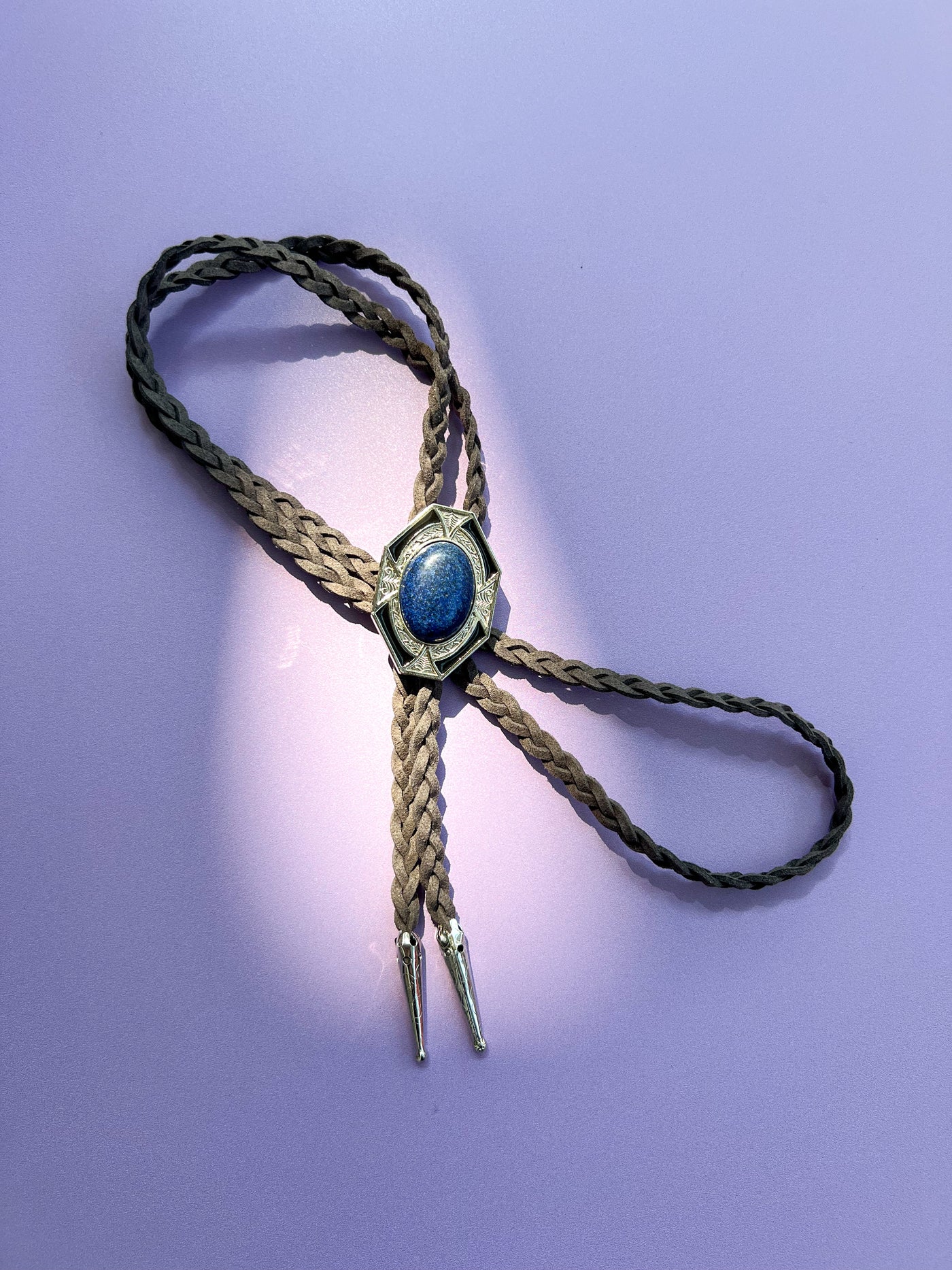 Blue Stone Hand Braided Bolo Tie