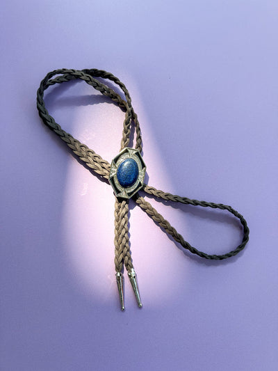 Blue Stone Hand Braided Bolo Tie