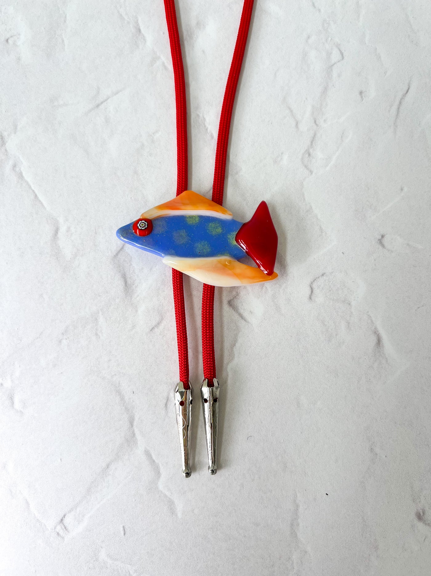 Glass Collage Tropical Fish Bolo Tie