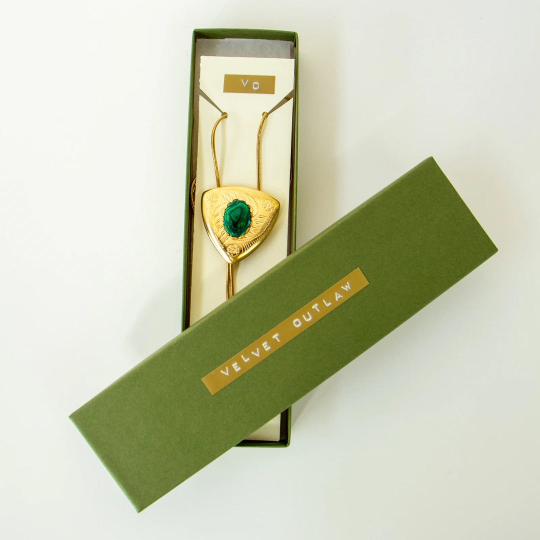 Emerald Gold Vintage Bolo Tie