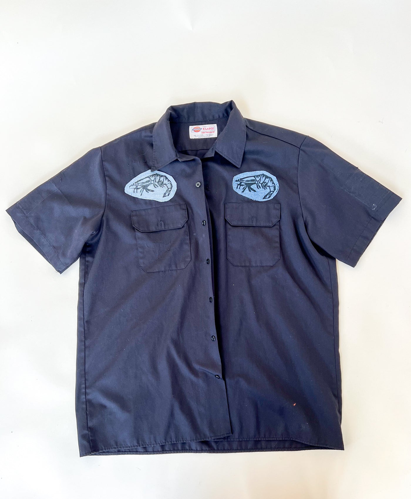 Black Dickies Work Shirt with Shrimp Print
