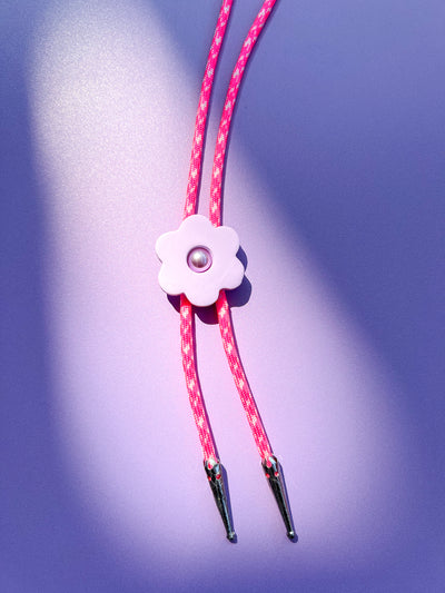 Purple Clay Flower Bolo Tie