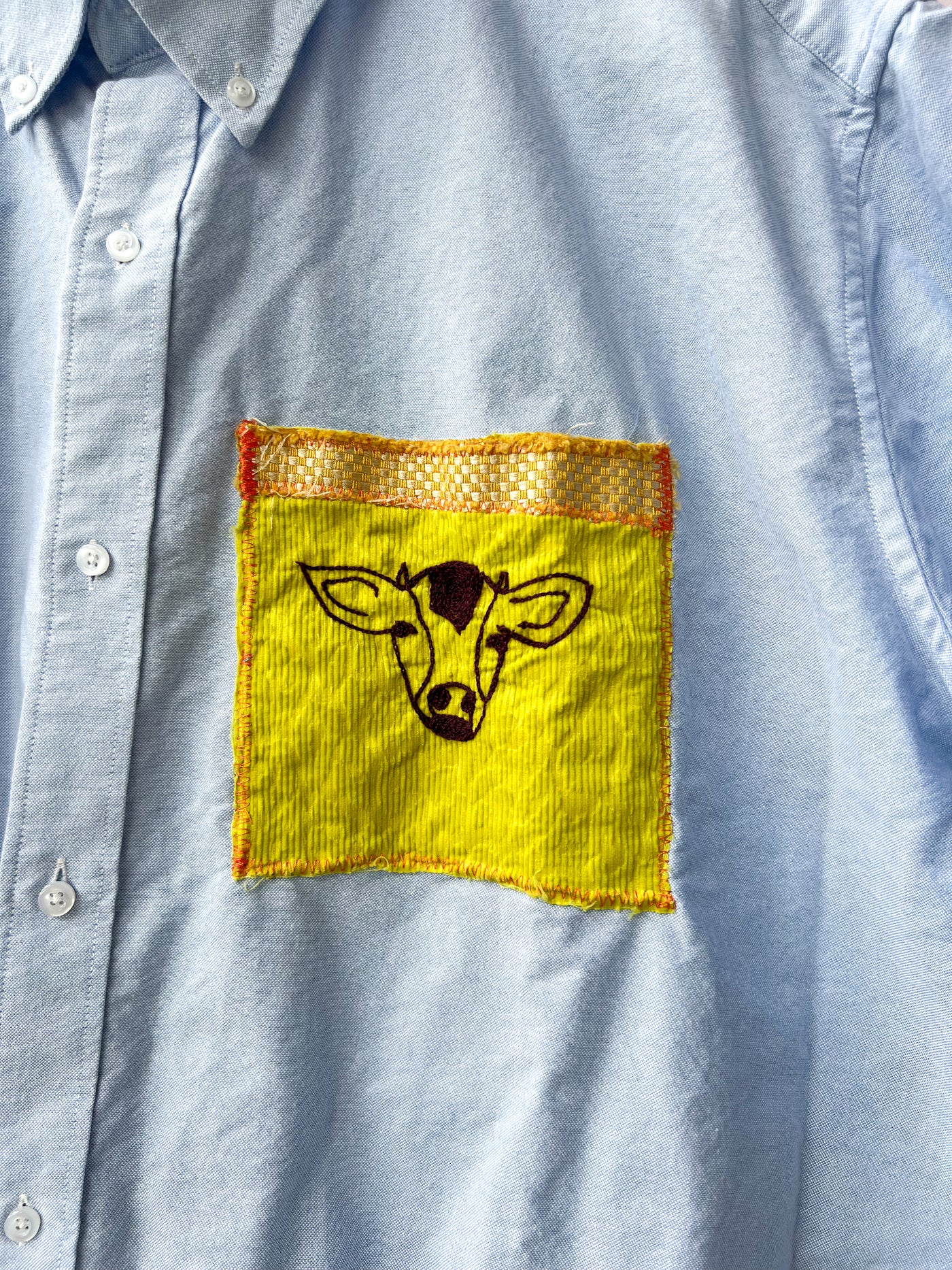 Baby Cow Cropped Upcycled Button Up Shirt 3X