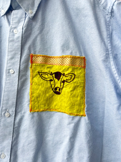 Baby Cow Cropped Upcycled Button Up Shirt 3X