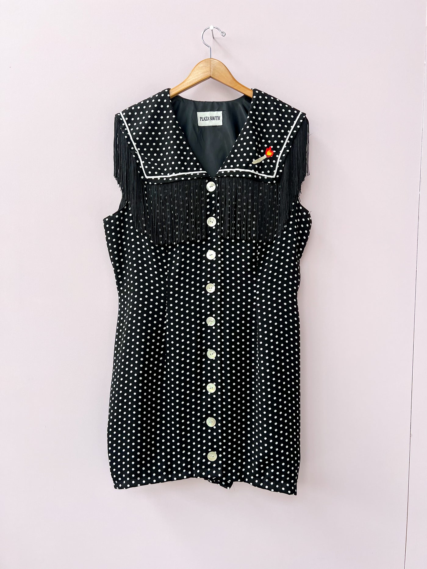 Dice Chain Stitch Upcycled Vintage Dress XL