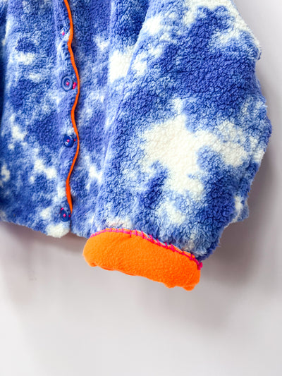 Blue & Neon Orange Sherpa Fuzzy Coat 1X/2X