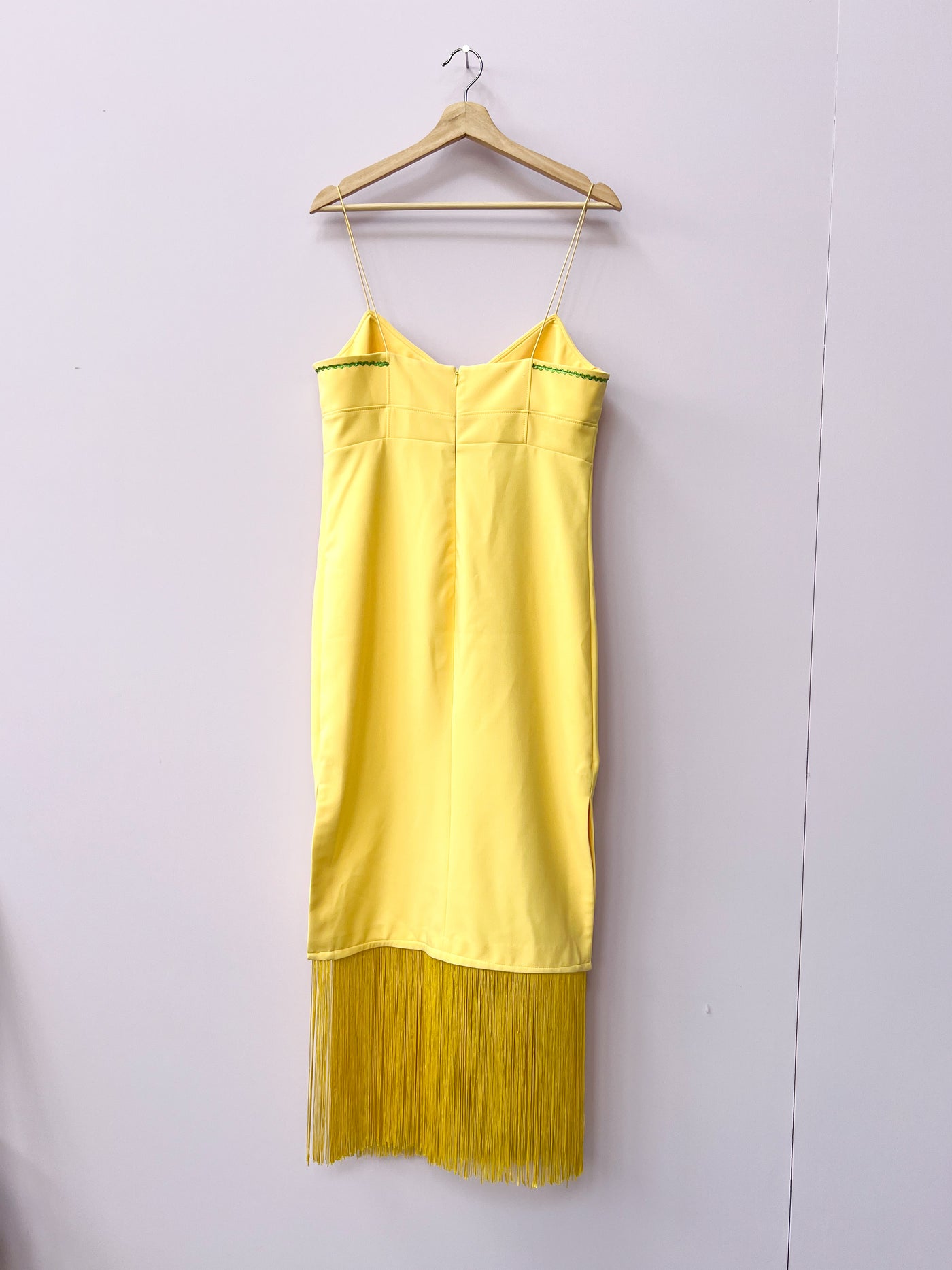 Butter Yellow Radish Midi Fringe Dress