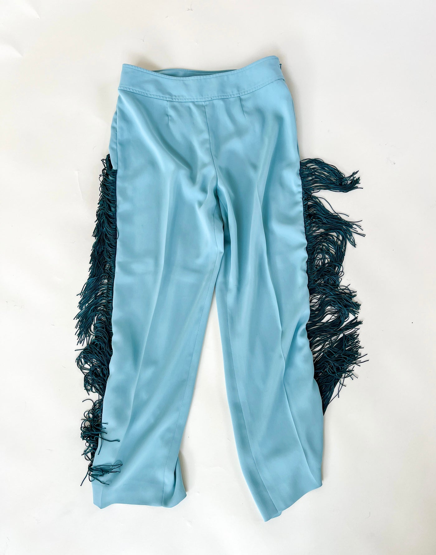 Blue fringe pants