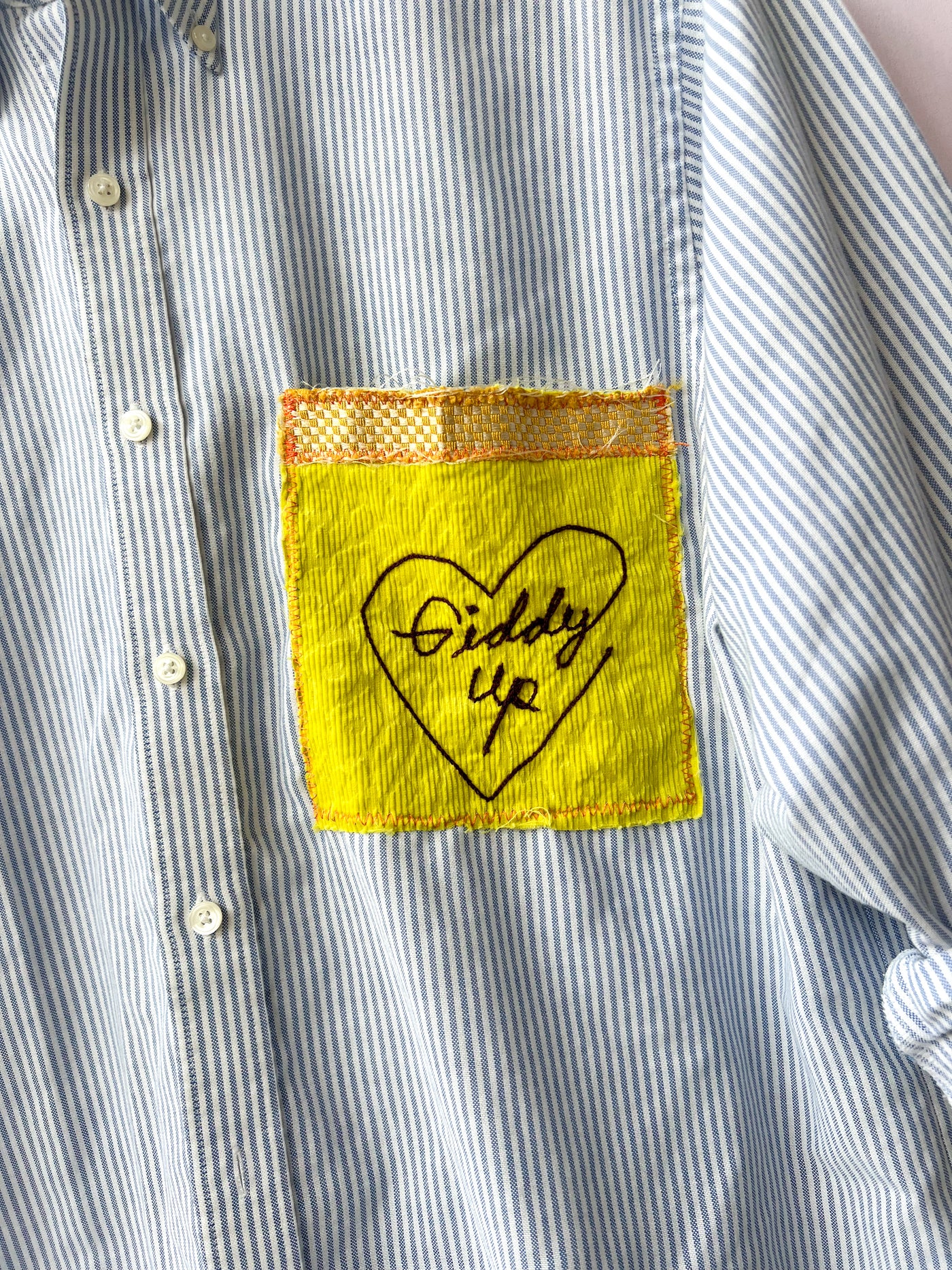 Giddy Up Upcycled Button UP Shirt L