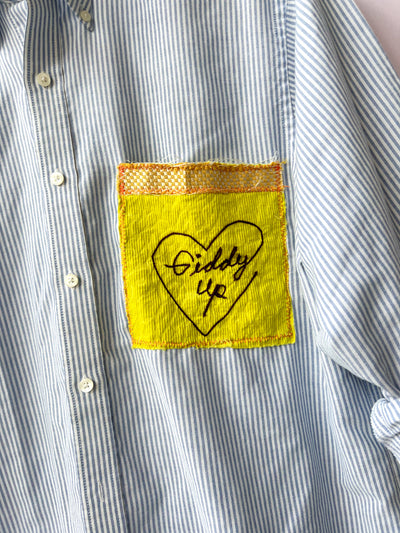 Giddy Up Upcycled Button UP Shirt L