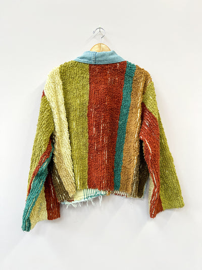 Chenille Earth Tone Upcycled Shirt-Jacket - XL