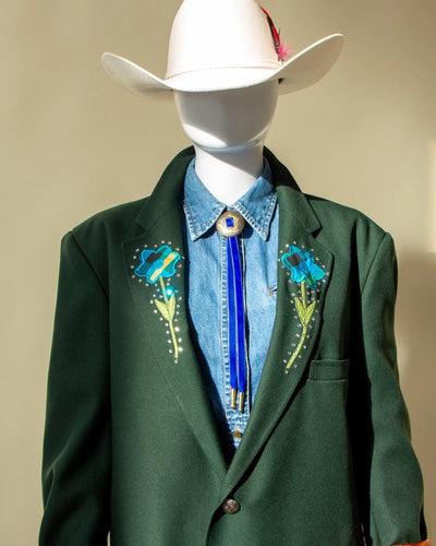 Green Reworked Rhinestone Western Style Jacket L