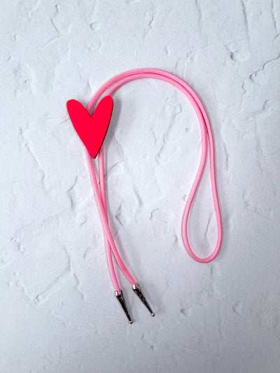 Hot Pink Heart Bolo Tie
