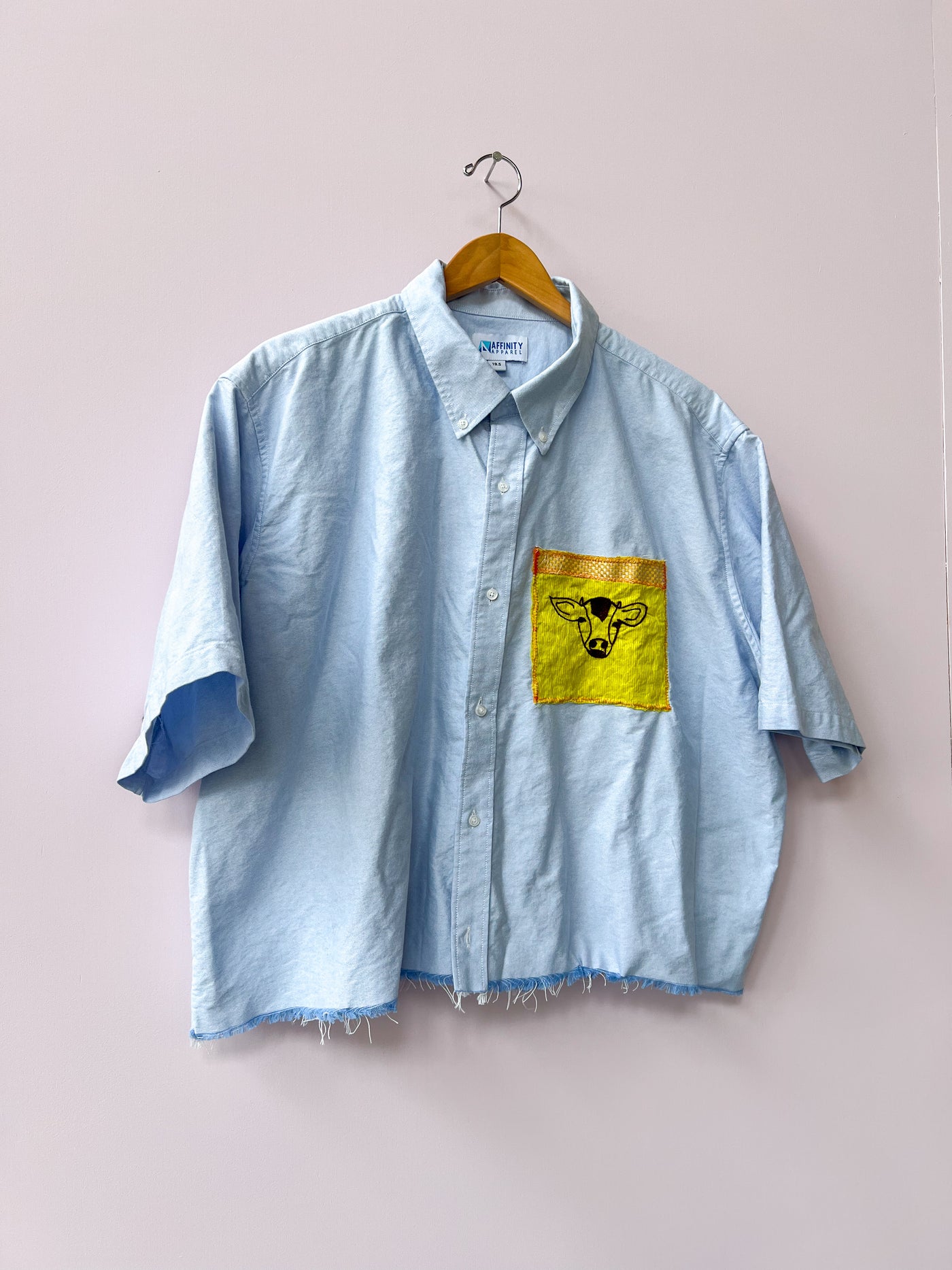 Baby Cow Cropped Upcycled Button Up Shirt 3X