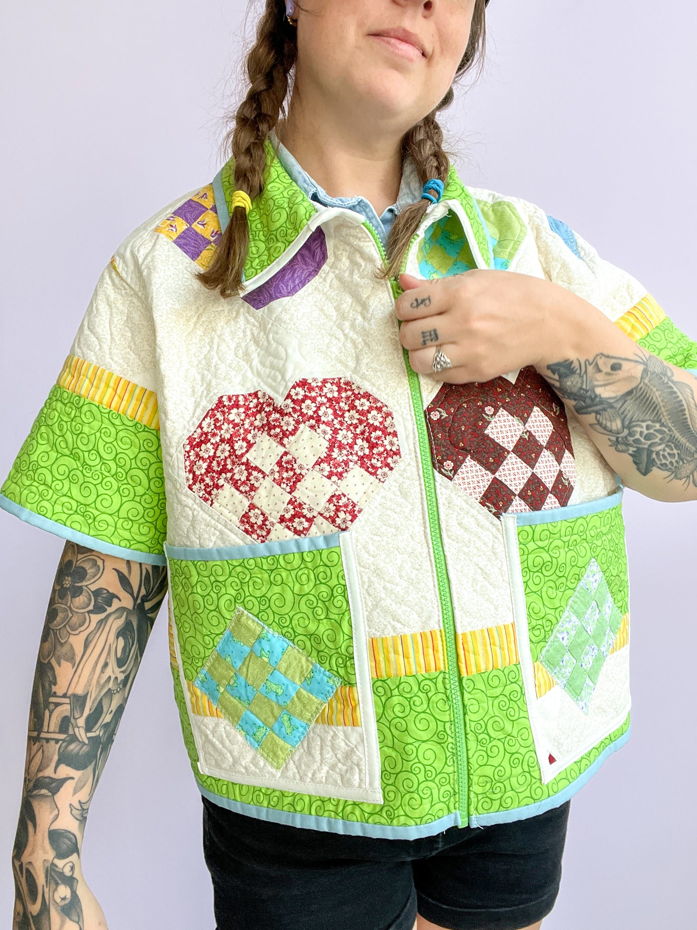 Quilted Short Sleeve Top/Jacket XL