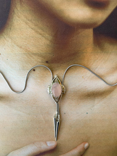 Concho Pink Silver Bolo Tie