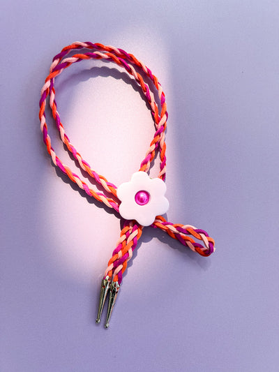 Purple Flower Hand Braided Bolo Tie