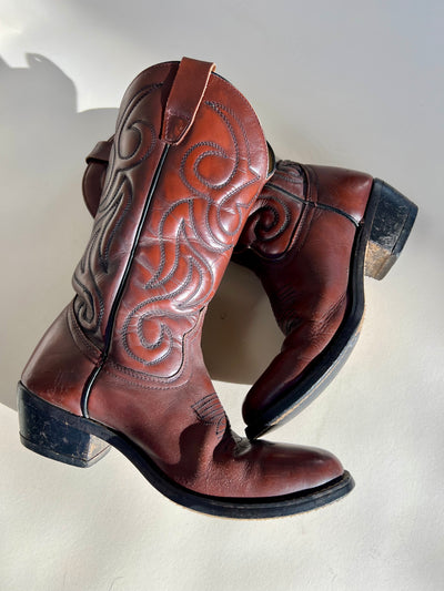 Brown Leather Cowboy Boot size 10