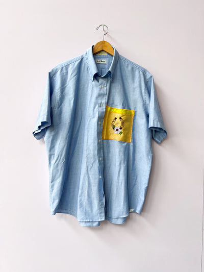 Horseshoe Upcycled Button Up Shirt 1X