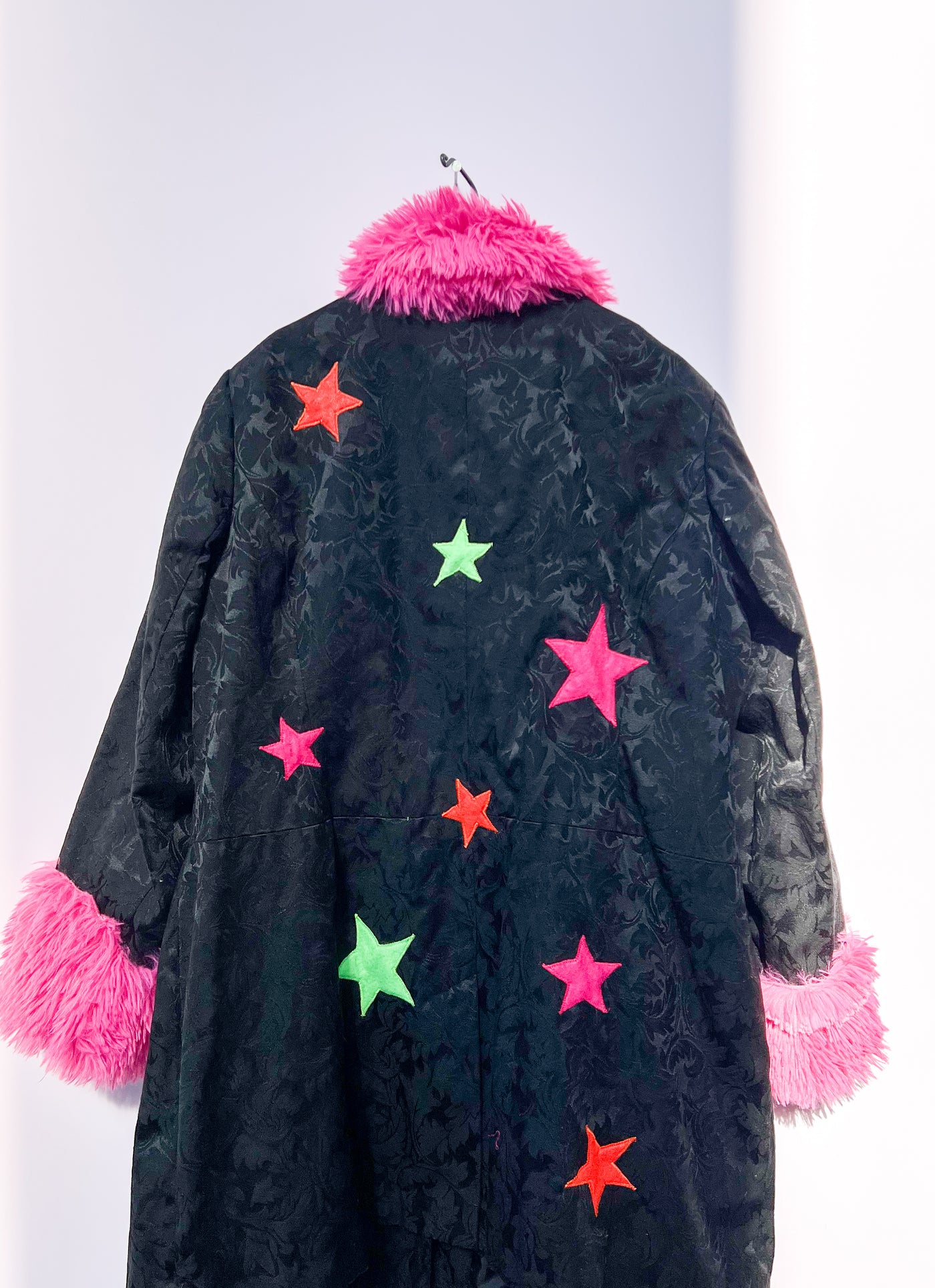 Pink Faux Fur Collar Star Jacket - 1X