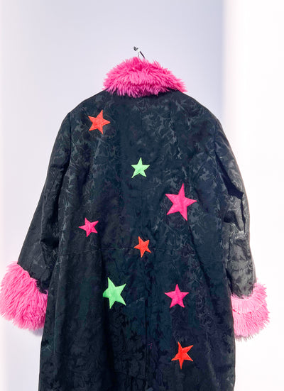 Pink Faux Fur Collar Star Jacket - 1X