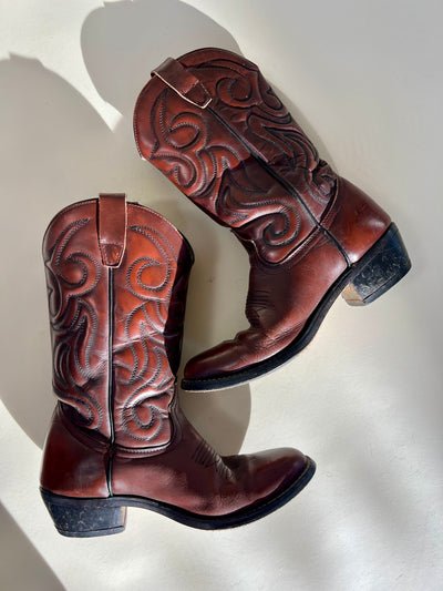 Brown Leather Cowboy Boot size 10