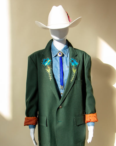 Green Reworked Rhinestone Western Style Jacket L