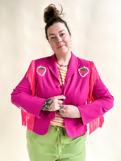 Strawberry Bunny Fringe Western Pink Jacket
