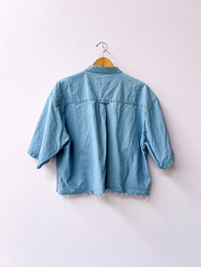 Western Cropped Upcycled Button Up Shirt 2X