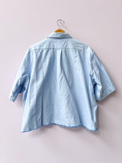 Baby Cow Cropped Upcycled Button Up Shirt 3X