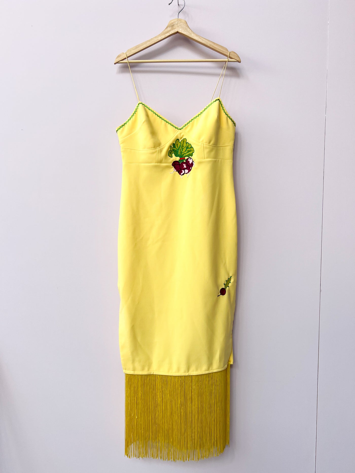 Butter Yellow Radish Midi Fringe Dress