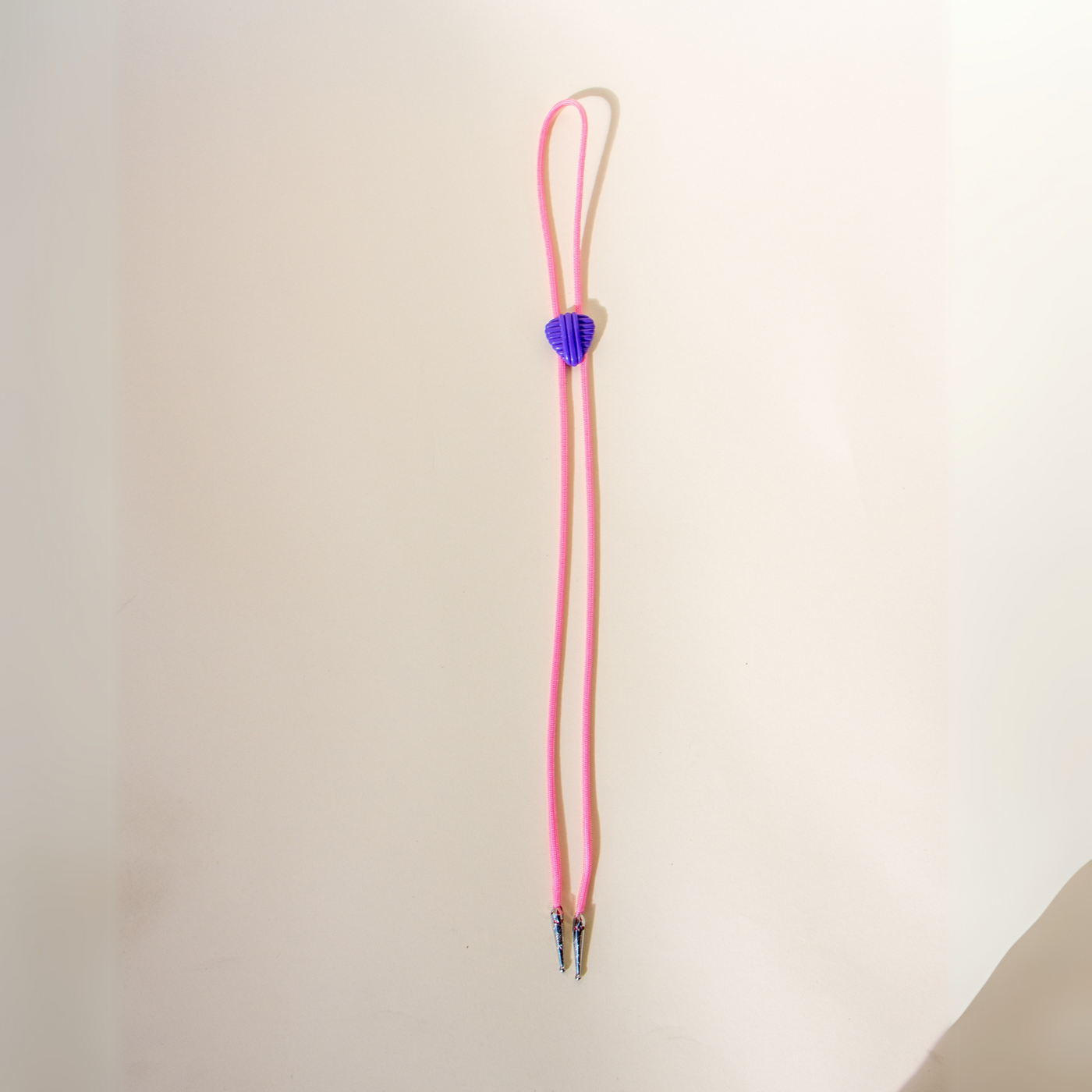 Purple Triangle Pink Cord Bolo Tie