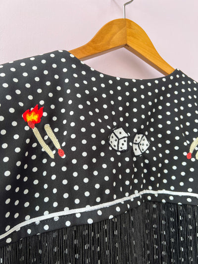 Dice Chain Stitch Upcycled Vintage Dress XL