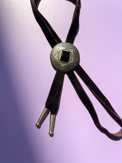 Brown Velvet Bolo Tie