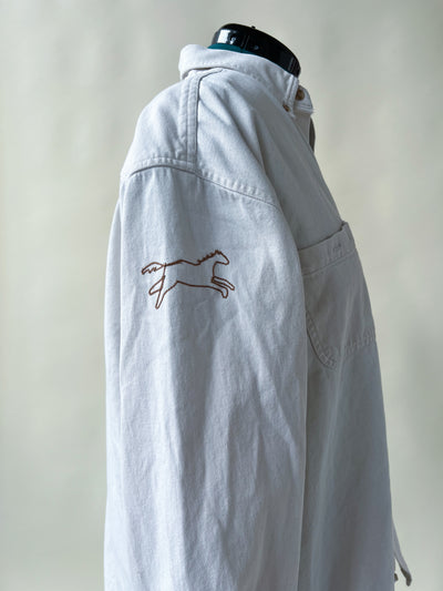 Wild Horse Chain Stitch White Denim Shirt