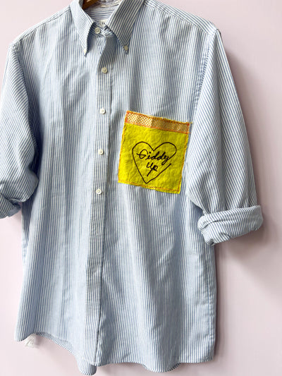 Giddy Up Upcycled Button UP Shirt L
