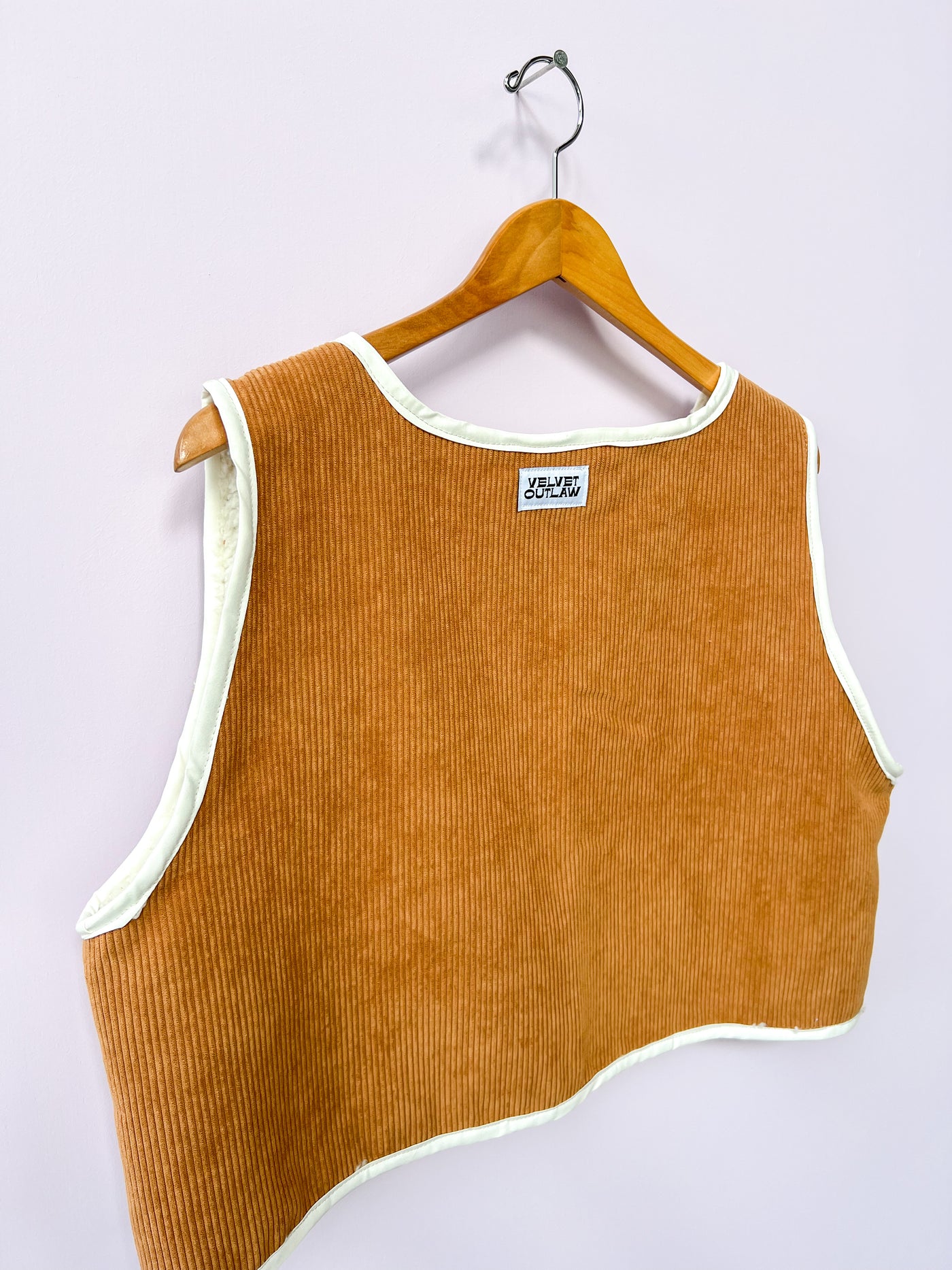 Queer Corduroy Sherpa Cropped Bowling Vest L