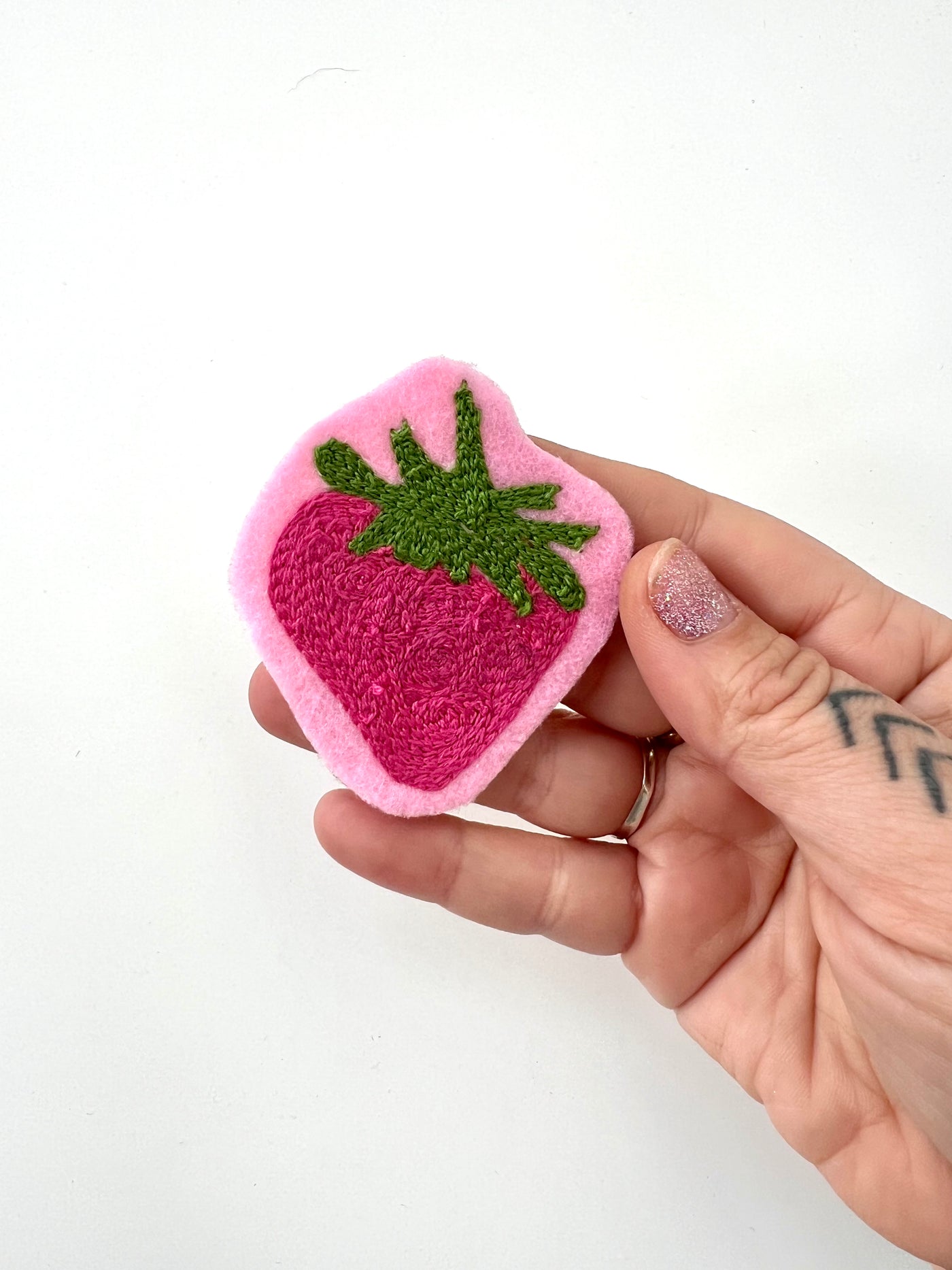 Small Strawberry Chainstitch Iron On Patch