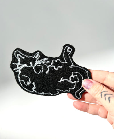 Black Cat Chainstitch Iron On Patch