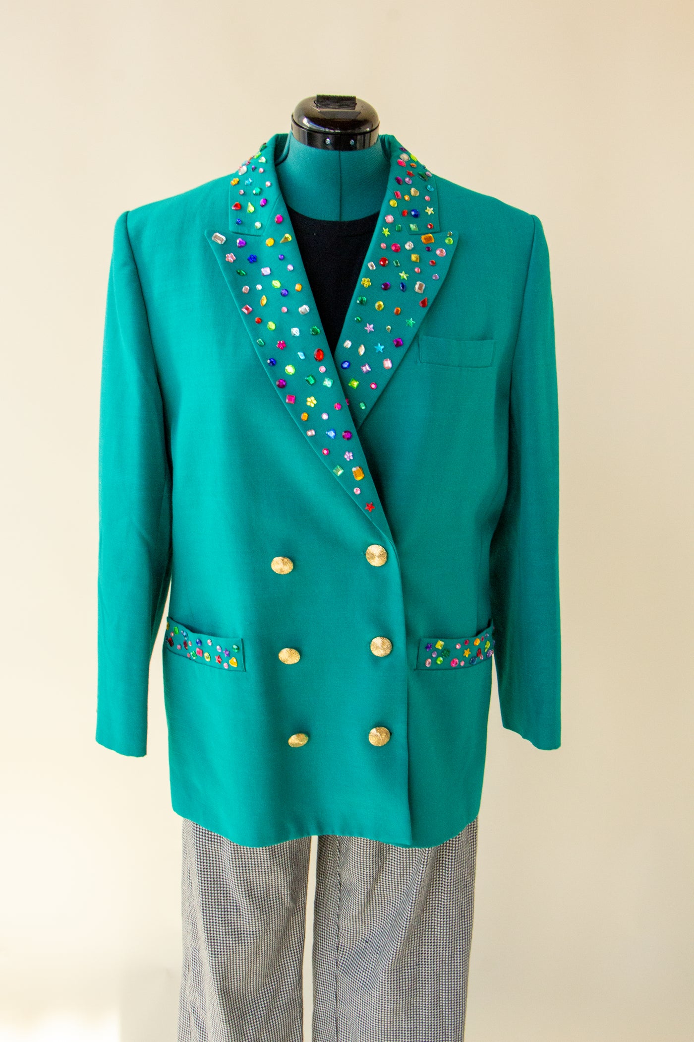 Teal Rhinestone Blazer XL